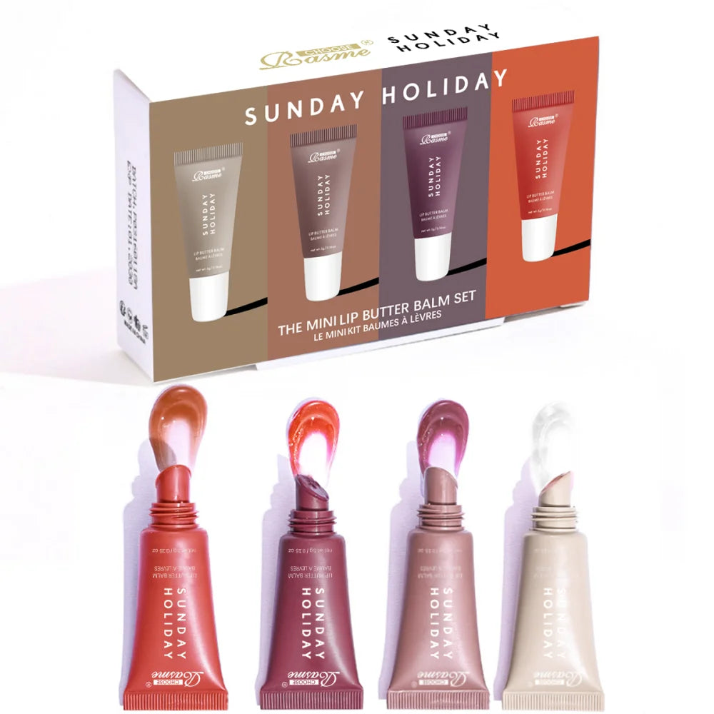 4-piece Lip Gloss Set Complete, Exquisite, Practical, Comfortable, Moisturizing, Natural, Portable Makeup Set