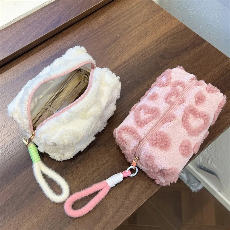 Plush Makeup Bags with Handle