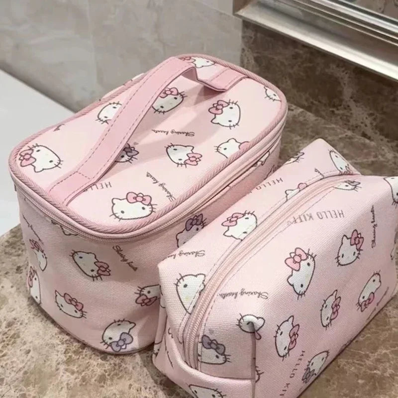 Pink Japanese Hello Kitty Makeup Bag Portable Cartoon Kawaii Cute Hello Kitty Storage Bag Birthday Gift
