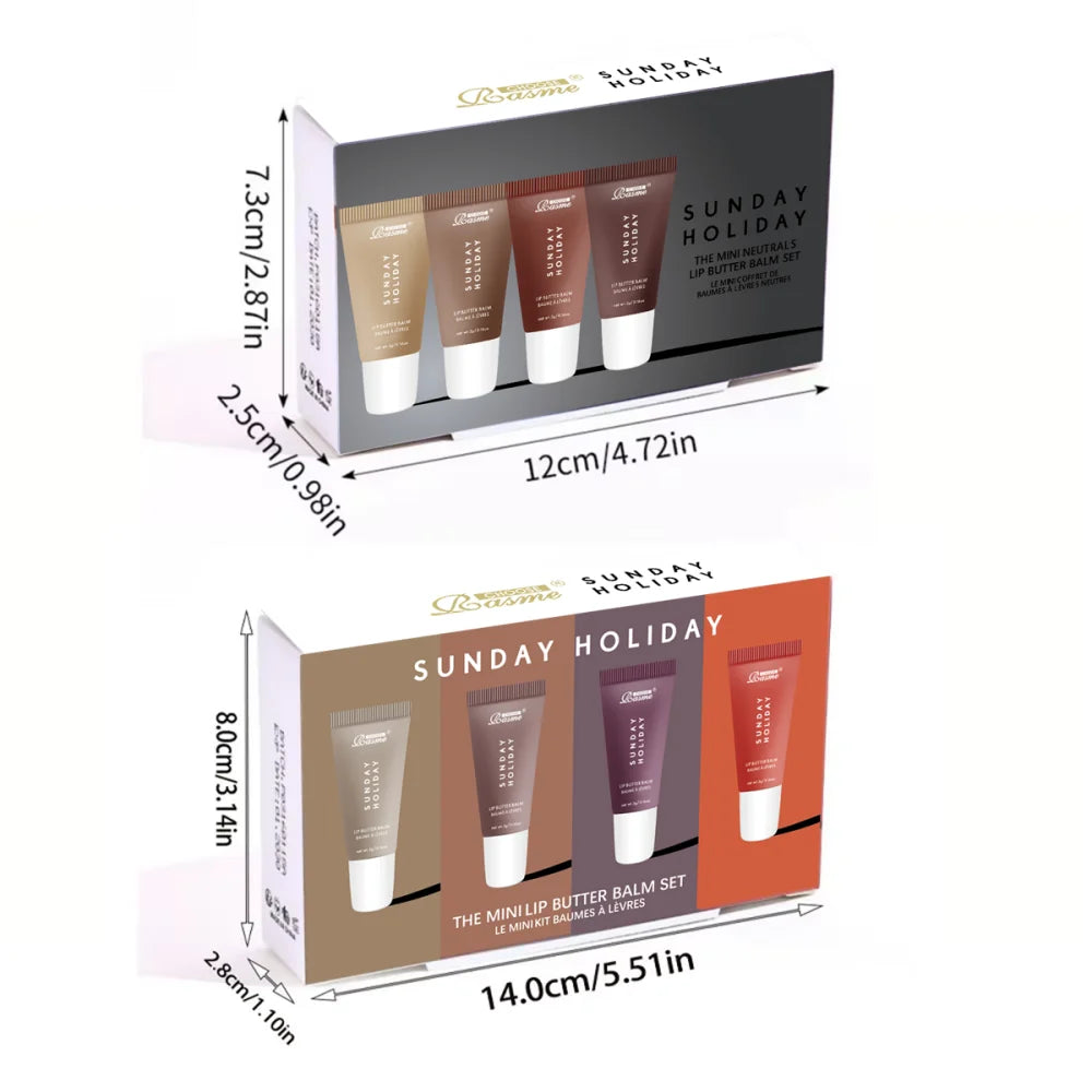 4-piece Lip Gloss Set Complete, Exquisite, Practical, Comfortable, Moisturizing, Natural, Portable Makeup Set